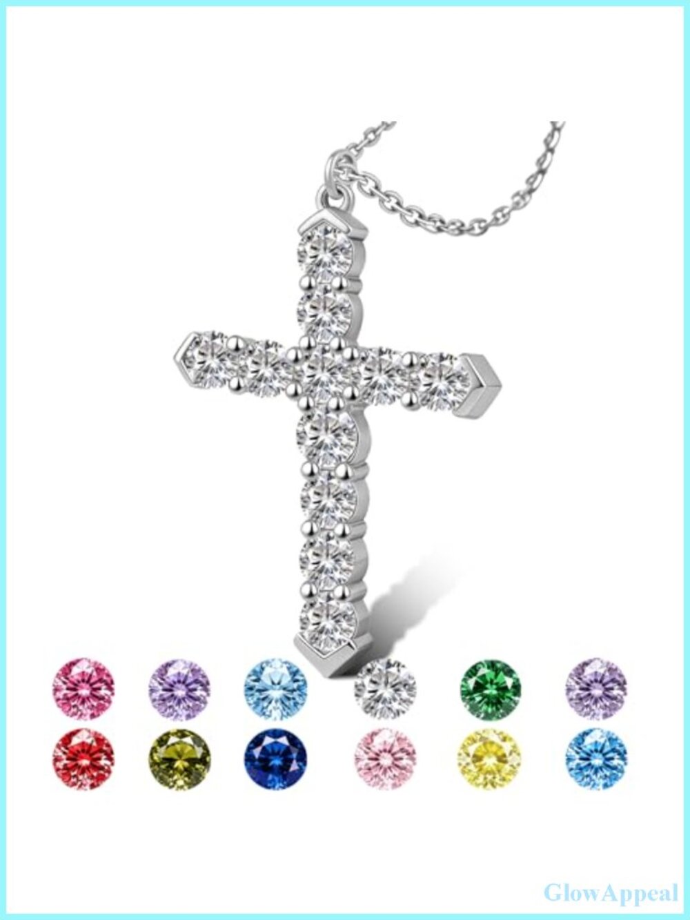 14k White Gold Plated Cross Pendant Necklace CZ Adjustable Dainty